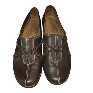 Naturalizer Brown Pebbled Leather Slip-On Loafers Women’s Size 7.5